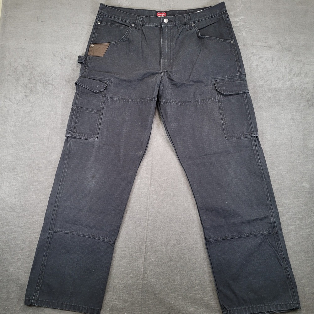 Wrangler Workwear‎ Cargo Pants Mens 38x32 Ripstop Black Carpenter Utility
